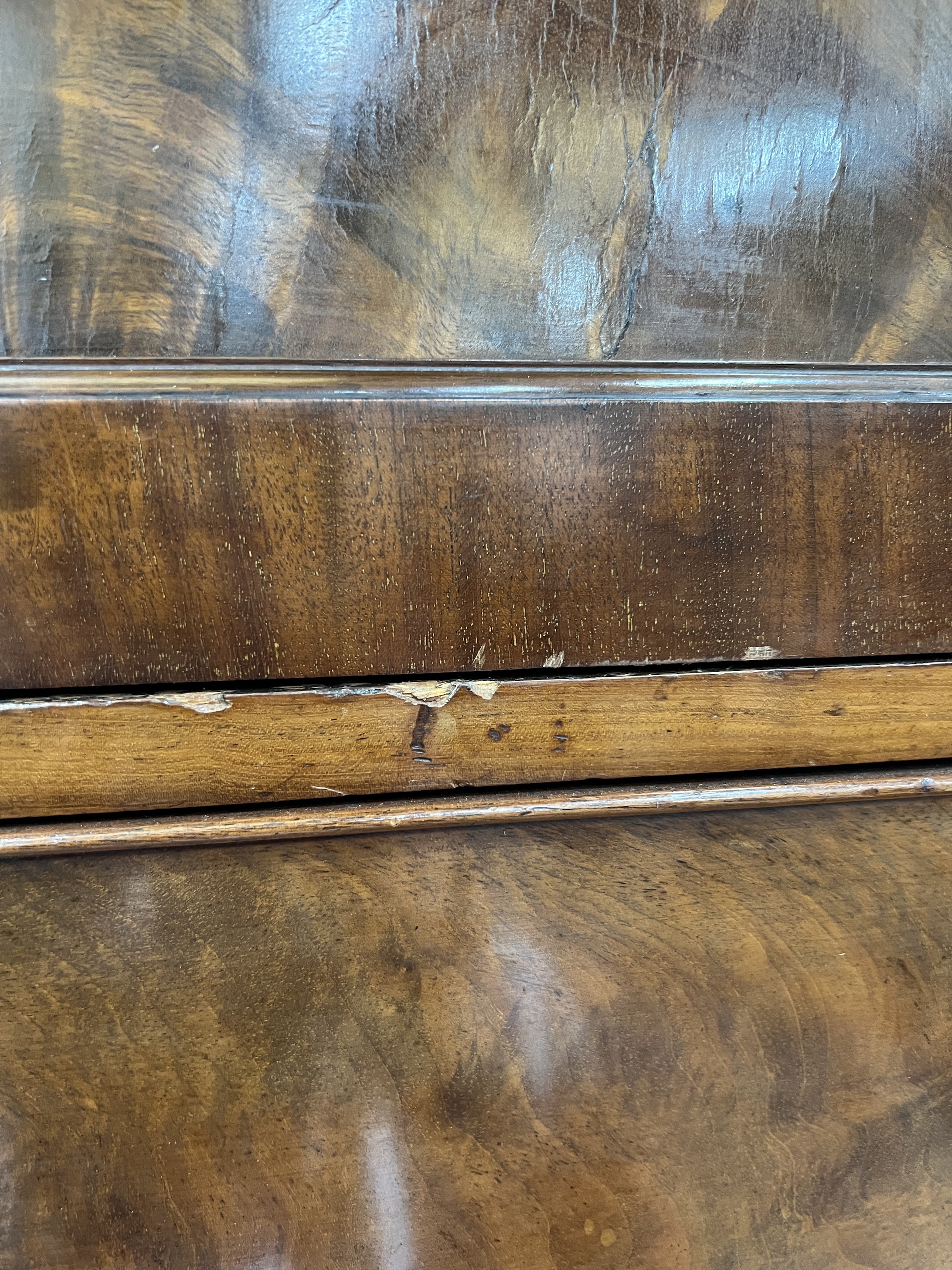 An early Victorian mahogany Beaconsfield wardrobe, width 232cm, depth 61cm, height 196cm